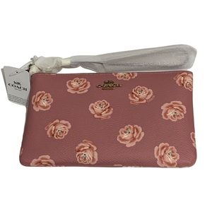 🔥NEW 100% AUTHENTIC COACH Pink, Rose Pattern Clutch/Wristlet